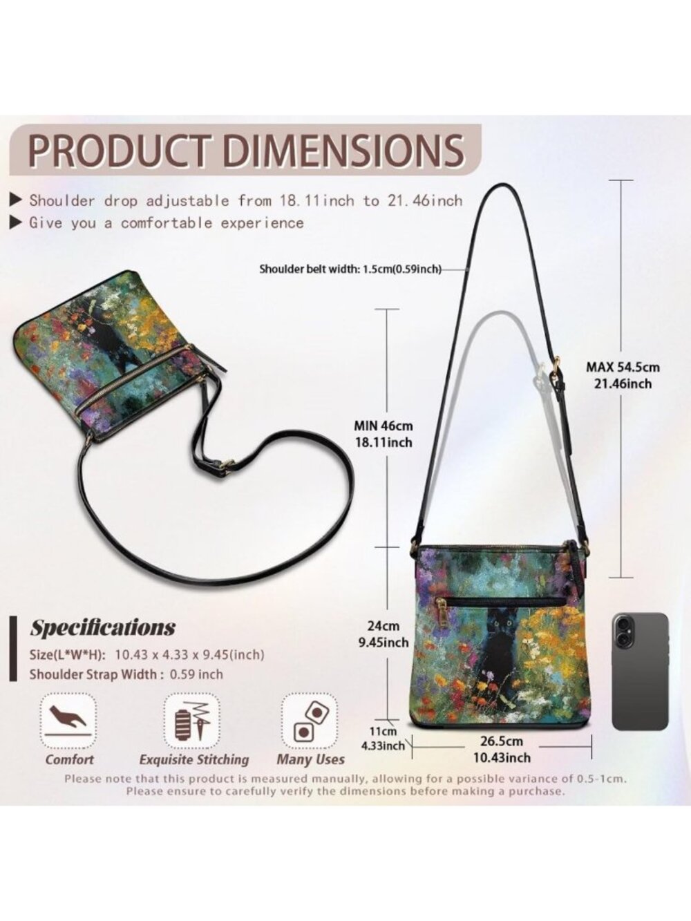 Vintage Leather Hobo Bag for Women | Multi-Pocket Travel Sling Purse, Stylish - Picture 7 of 7